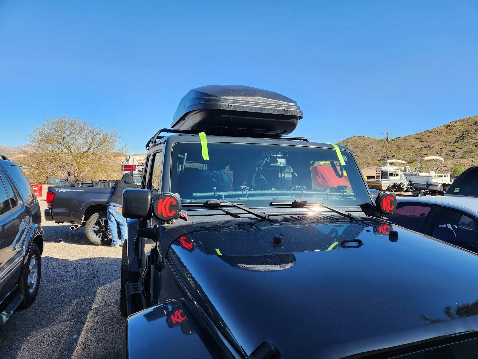 New windshield set on a Jeep at Supers Only Auto glass